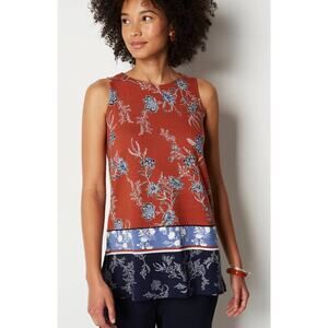 J. Jill Wearever Pottery Vine Jacobean Layering Floral Tank Top Size XS Petite